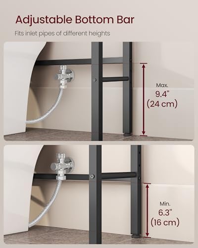 VASAGLE 4-Tier Over the Toilet Storage, Adjustable Shelves, Basket, 68.1''H