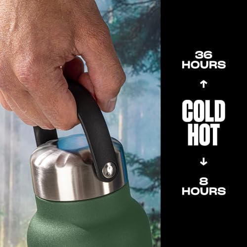 S'well Recycled Stainless Steel Explorer with Insulated Lid and Handle, 24oz, Green Jasper, Triple Layered Vacuum Insulated Containers Keeps Drinks Cold for 36 Hours and Hot for 8