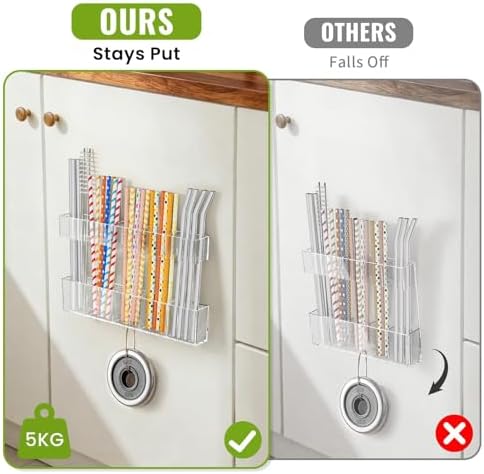 Mpotmiy 9.5" Large Acrylic Straw Holder for Cabinet Door, Straw Organizer