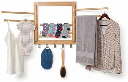 Honey-Can-Do Bamboo Wall-Mount Swivel-Arm Drying Rack, 80 lb, Natural