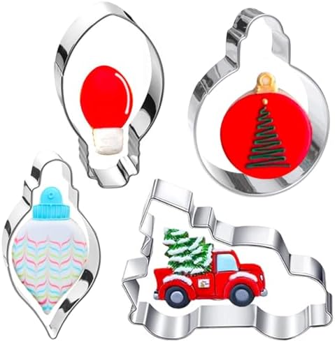 Christmas Ornament Cookie Cutters 4Pcs for Baking Decorating