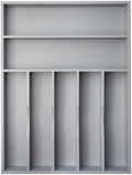 Bamboo Silverware Holder Drawer Utensil Organizer with 7 Slots Gray