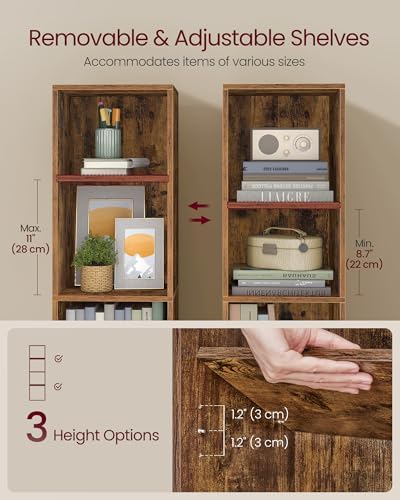 VASAGLE Bookshelf, 4-Tier Bookcase, 11.8 x 9.4 x 41.7 Inches