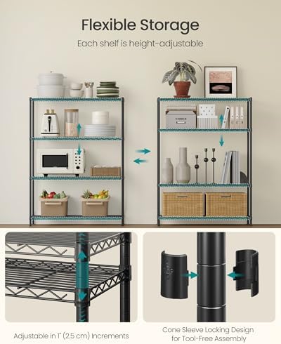 SONGMICS 4-Tier Bathroom Shelf, Storage Rack for Small Space
