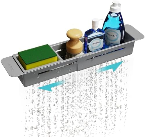 NiHome Extendable Kitchen Sink Caddy, Small Brush Sponge Storage Holder