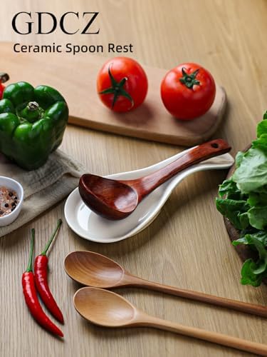 GDCZ Large Porcelain Spoon Rest for Kitchen Stove Top (White)