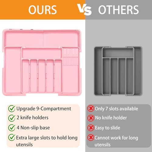 Homecor Silverware Organizer - Expandable Large Kitchen Drawer Organizer