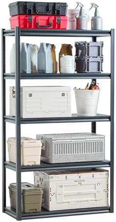 VEVOR Storage Shelves, 5-Tier Adjustable, 3000 lbs Capacity, Heavy Duty Garage Storage Shelving Unit, Metal Utility Rack Shelf, for Garage Warehouse Basement Kitchen, 40.55" W x 18.31" D x 71.38" H
