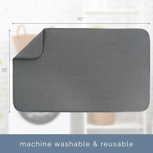 S&T INC. Dish Drying Mat, 18" x 30", Jumbo, Charcoal Grey