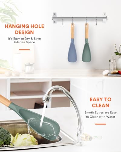 Badiano Silicone Cooking Spoon for Nonstick Cookwares, Multi-function,11.4"