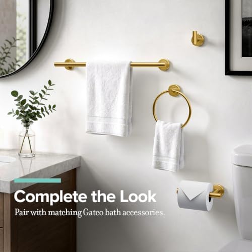 Gatco 4231 Latitude II 18-Inch Towel Bar, Wall Mounted Bathroom Towel Holder, Brushed Brass, Total Length 20.63"