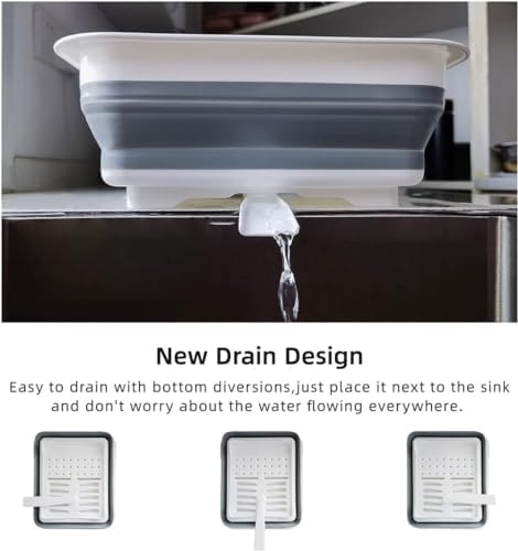 THANSTAR Collapsible Dish Drying Rack for RV Kitchen, Foldable Drainer Organizer for Kitchen Countertop, Space Saving Portable Dish Rack for Campers, Travel Trailer & Small Spaces, Easy Storage, Grey