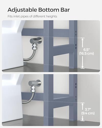 SONGMICS 3-Tier Bamboo Over The Toilet Storage, Adjustable Shelf, 66.9''H