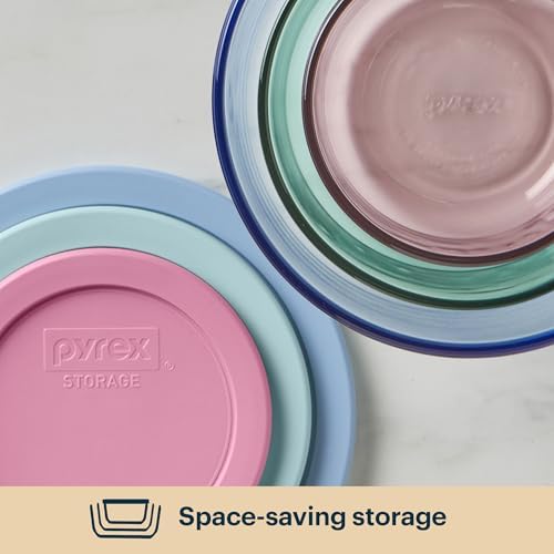 Pyrex Colors (3-Pack, Medium) Tinted Glass Round Food Storage Container Set