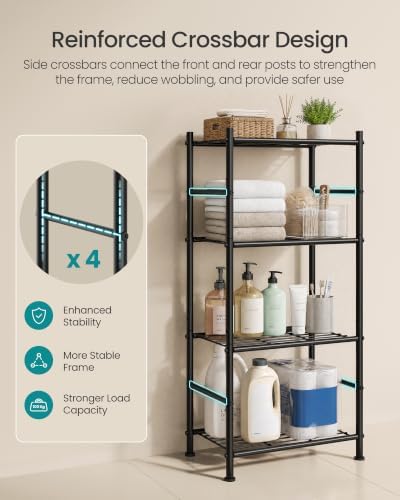 SONGMICS 4-Tier Shelving Unit, Steel Storage Rack, Easy Assembly