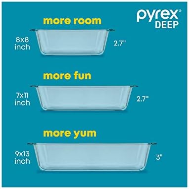 Pyrex Deep 3-Pack Glass Baking Dish Set (9"x13", 7"x11", 8"x8")