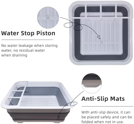 THANSTAR Collapsible Dish Drying Rack for RV Campers Portable Dinnerware Drainer Organizer for Kitchen Travel Trailer
