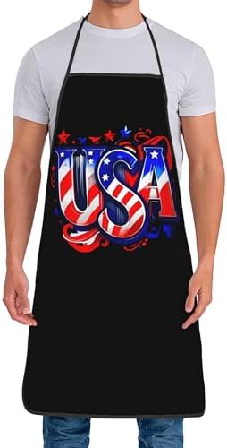 USA American Flag Aprons Mens Aprons Funny Cooking Kitchen Aprons for Women Fathers Day Gift His Hers Gifts Couple Gifts for Wedding Cool Bridal Shower Engagement Anniversary