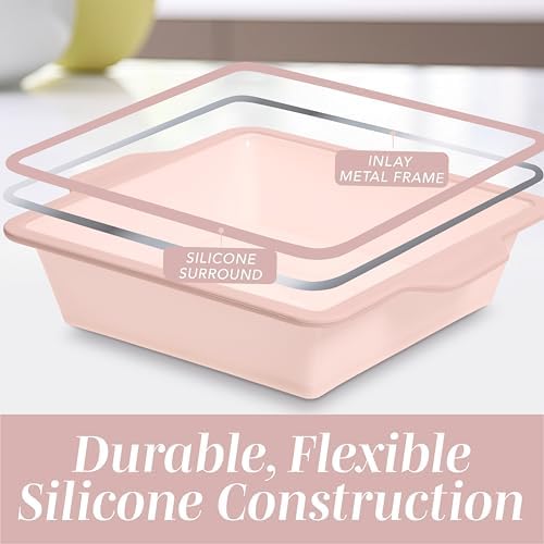 COOK WITH COLOR 17 Pc. Silicone Baking Pan Set - Non-Stick & Easy Clean Silicone Muffin Pans for Baking with Sturdy Metal Frame for Stability, Flexible Cake Molds, Includes Measuring Cups and Spoons