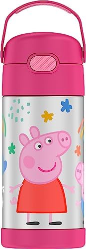 THERMOS FUNTAINER Water Bottle with Straw, 12oz, Peppa Pig