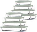 EATEX 16-Piece Deep Glass Casserole Dishes for Oven with Plastic lids, Rectangular Glass Baking Dish Set, Baking Pans for Lasagna,Leftovers, Cooking, Kitchen, Freezer-to-Oven & Dishwasher, Sage Green