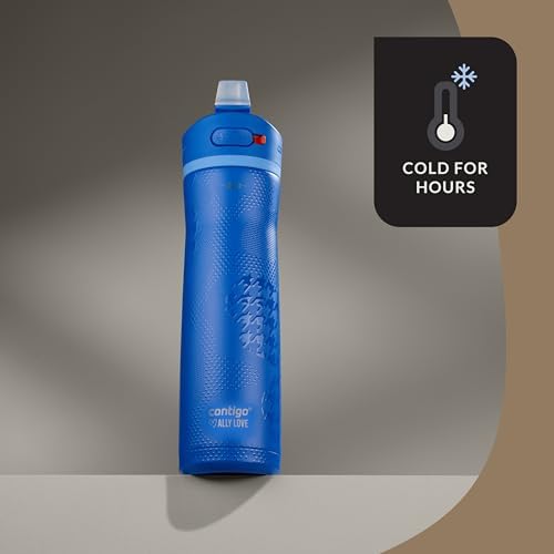 Contigo x Ally Love Ashland Chill 2.0, Stainless Steel, Spill Proof Water Bottle with AutoPop Easy Lean Lid, BPA Free, 24oz, Stellar Jay
