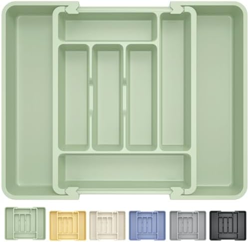 Caperci Large Silverware Organizer Tray for Kitchen Drawer Utensils Thicker