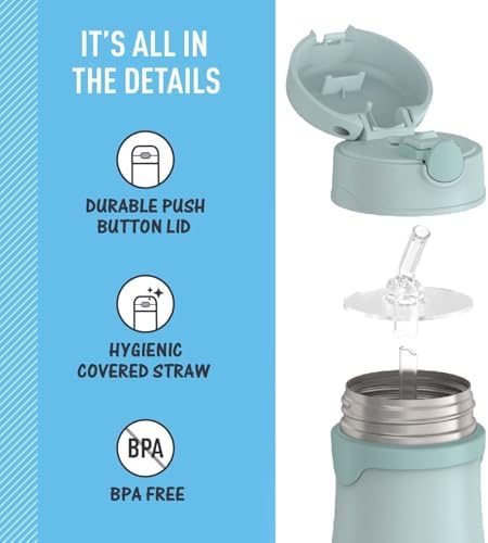 THERMOS BABY 10 ounce Stainless Steel Vacuum Insulated Straw Bottle, Mint