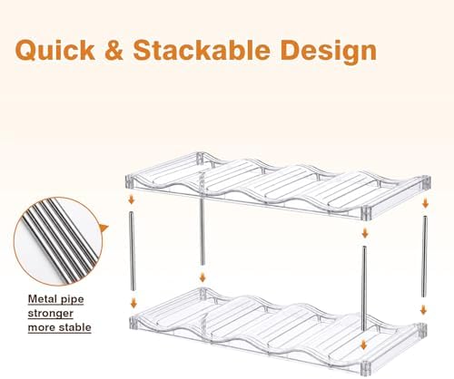 Large Compartment Water Bottle Organizer, Stackable Water Bottle Holder for Stanley 40 oz Tumbler, Clear Tumbler Organizer for Cabinet, Kitchen Pantry or Countertop, 3 Pack (2 Pack)