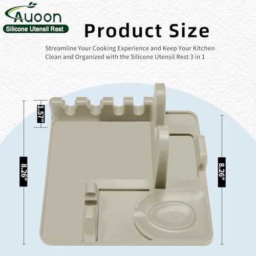 AUOON Silicone Utensil Rest with Lid Holder, Large, Milk Shake