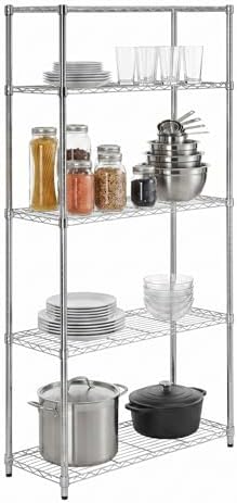 Honey-Can-Do 5-Tier Heavy Duty Adjustable Shelving Unit, 200-lb Per Shelf NSF Certified Metal Storage Rack, Chrome Wire Shelf for Garage Kitchen Pantry, 36 x 14 x 72 in
