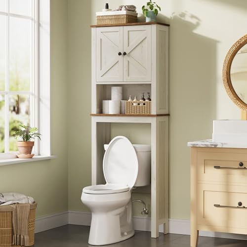 VASAGLE Over the Toilet Storage Cabinet, Doors, Adjustable Shelves, 23.6''W