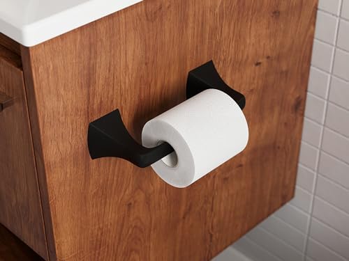 Pfister Bruxie Toilet Paper Holder, Bathroom Tissue Roll Holder, Wall-Mounted, Screw-In, Matte Black Finish, BPHBIE0B