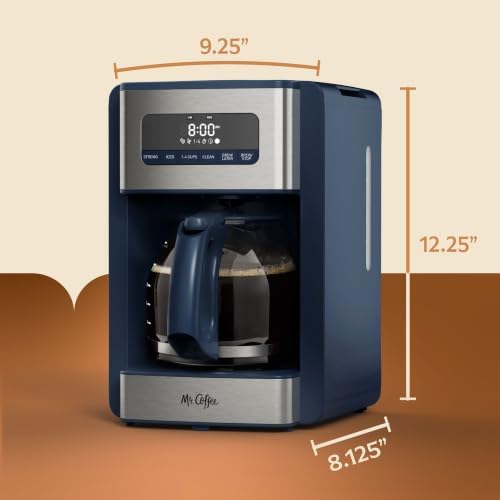 Mr. Coffee® 12 Cup Coffee Maker, Programmable Coffee Maker with Strong Brew and Iced Coffee Brew Settings, Small Batch Setting for 1 to 4 Cups, Abyss Blue