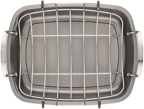 Circulon Total Bakeware Nonstick Roaster, Roasting Pan with Rack, 17-Inch x 13-Inch, Gray