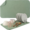 S&T INC. Dish Drying Mat, 18" x 30", Jumbo, Sage Green