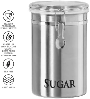 Oggi Stainless Steel Coffee and Sugar Canisters - Airtight Clamp Lid Containers