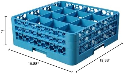 Carlisle FoodService Products RG16-214 FBA_RG16214 16 Compartment Glass Rack with 2 Extenders, 7.12", Blue