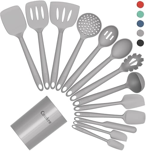 Coukre Silicone Kitchen Cooking Utensils Set, Heat Resistant, 14-Piece