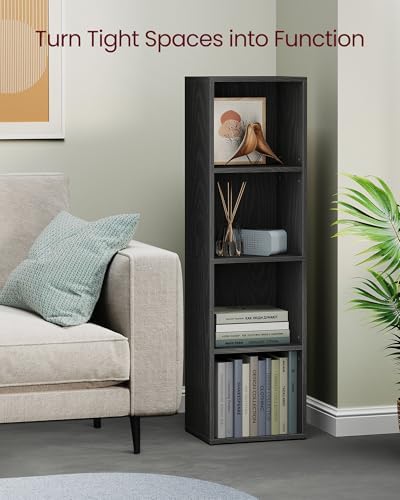 VASAGLE Bookshelf, 4-Tier Bookcase, 11.8 x 9.5 x 41.7 Inches