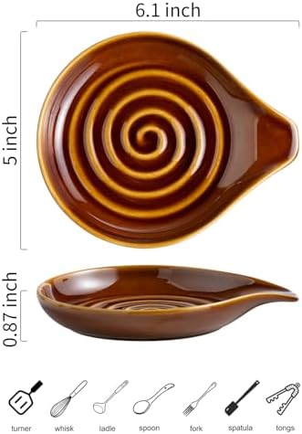 LAUCHUH Spoon Rest, Ceramic Spoon Rest for Stove Top Cooking Spoon Holder