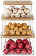 Hudgan Potato Onion and Garlic Storage Bin for Pantry Organizers, 3 Packs