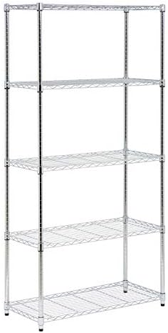Honey-Can-Do 5-Tier Rolling Chrome Wire Shelf, NSF, 350 lb/Shelf, 36x18x72