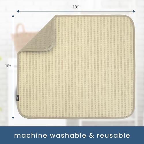 S&T INC. Dish Drying Mat, 16" x 18", Large, Distressed Lines