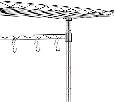 Amazon Basics Kitchen Storage Baker's Rack with Removable Wood Top, Chrome/Beige, 24"W x 59"H x 18"D