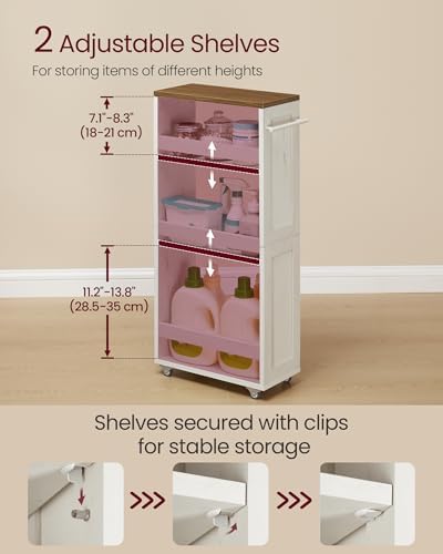 VASAGLE 4-Tier Slide-Out Storage Cart, Slim Kitchen Cart with Wheels