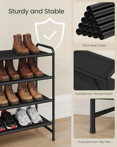 SONGMICS Long Shoe Rack, 4-Tier Shoe Organizer, Holds up to 25 Pairs