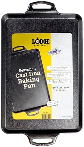 Lodge Pre-Seasoned Cast Iron Baking Pan, Rectangular, 15.5 x 10.5 Inches