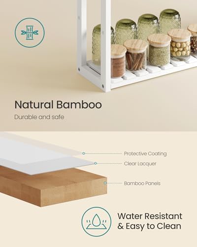 SONGMICS Bamboo Bathroom Shelf, 3-Tier Adjustable Plants Rack