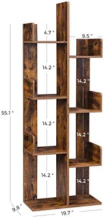 VASAGLE 8-Tier Bookcase, Open Storage, 19.7 x 9.8 x 55.1 Inches
